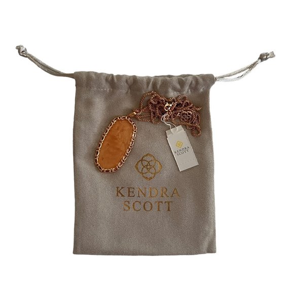 NWT Kendra Scott Macramé Reid Statement Necklace in Blush Wood 14k Rose … - Picture 4 of 15